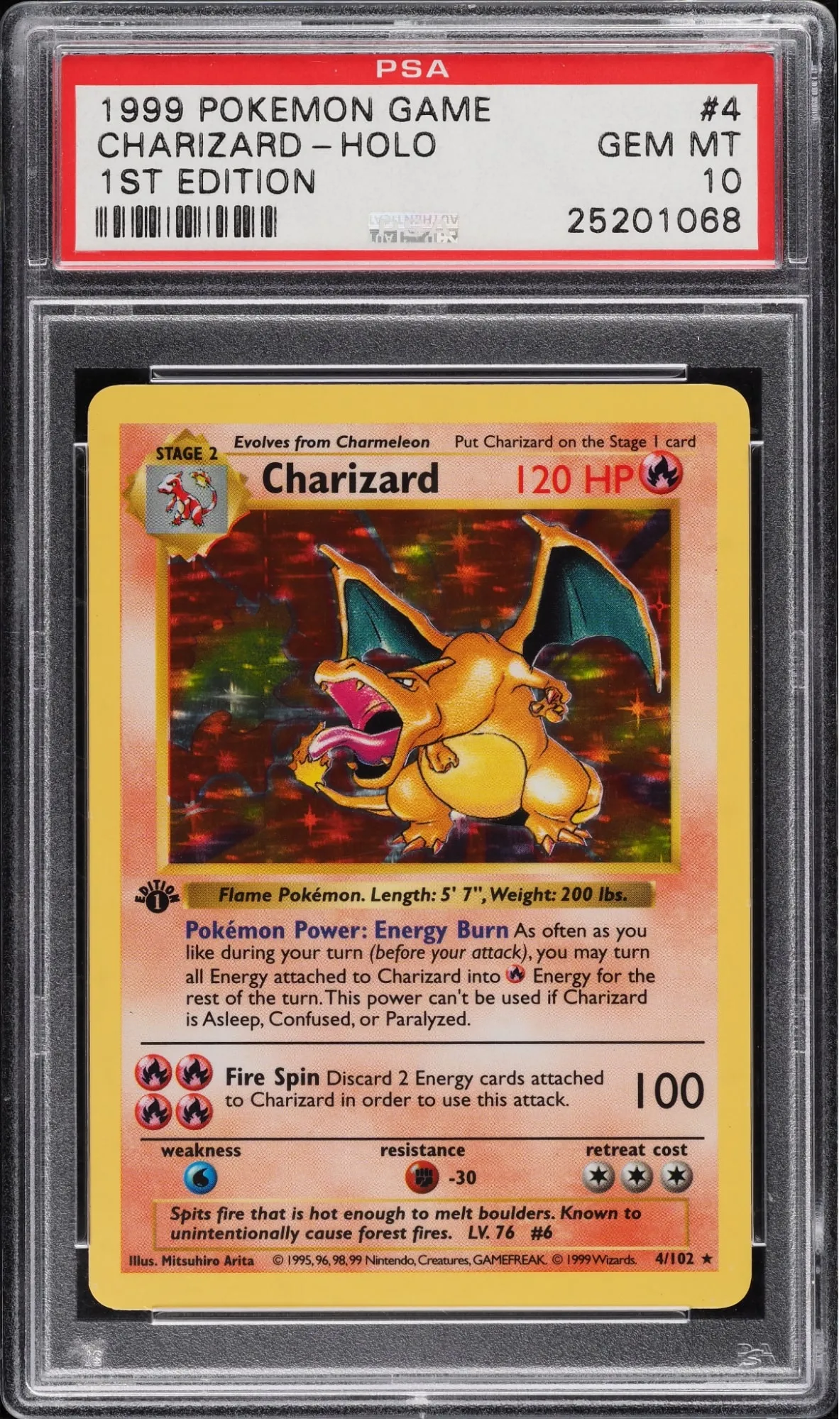 First Edition Shadowless Holographic Charizard #4- $420K